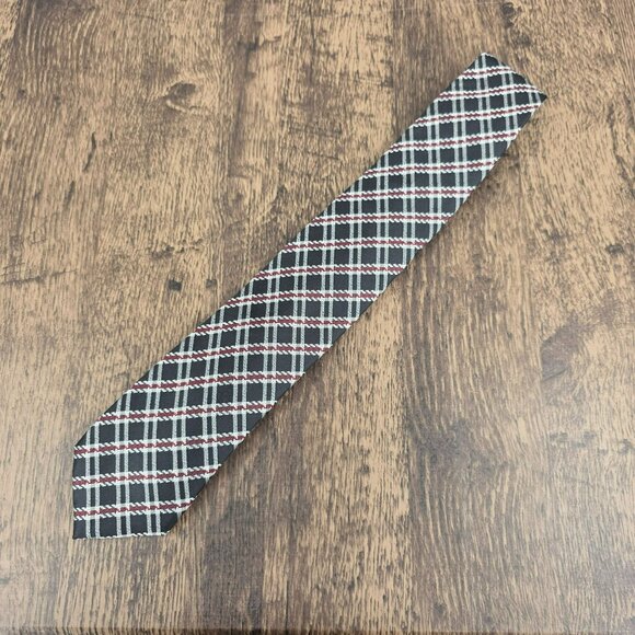Egara Neck Tie 100% Silk Black Red White Plaid Grey Floral Designer Unique Gift - Picture 6 of 12